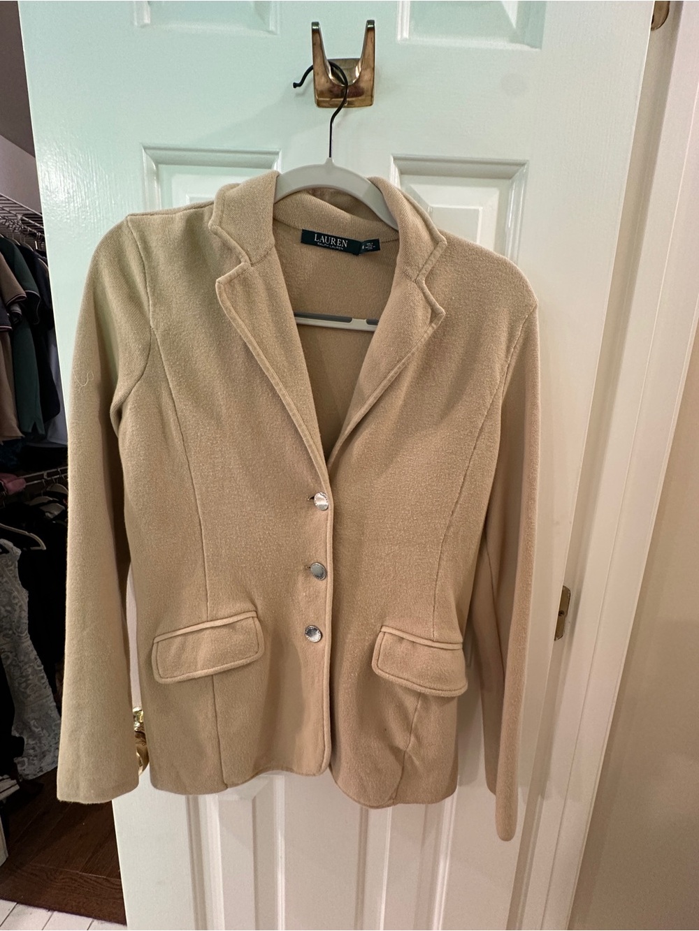 Lauren Ralph Lauren Camel Tan Tailored Wool-Blend Blazer - Picture 3 of 8